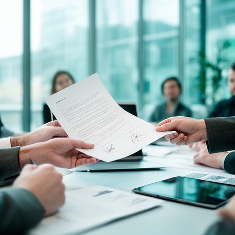 Small London tech team reviewing a signed data protection addendum during an investor meeting in a glass-walled workspace